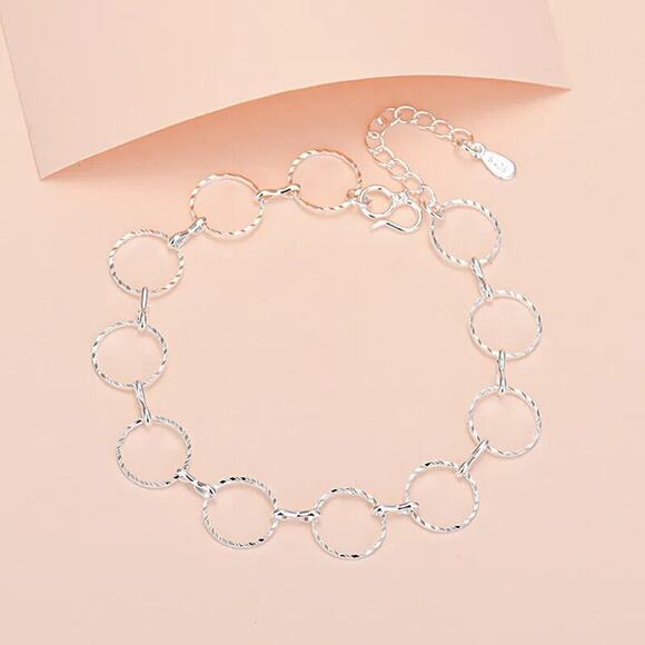 Silver Chain Style Oval Geometric Fashion Wrist Bracelets Boho Academia Women - Picture 1 of 11